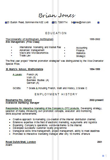 Project manage france resume resume cv